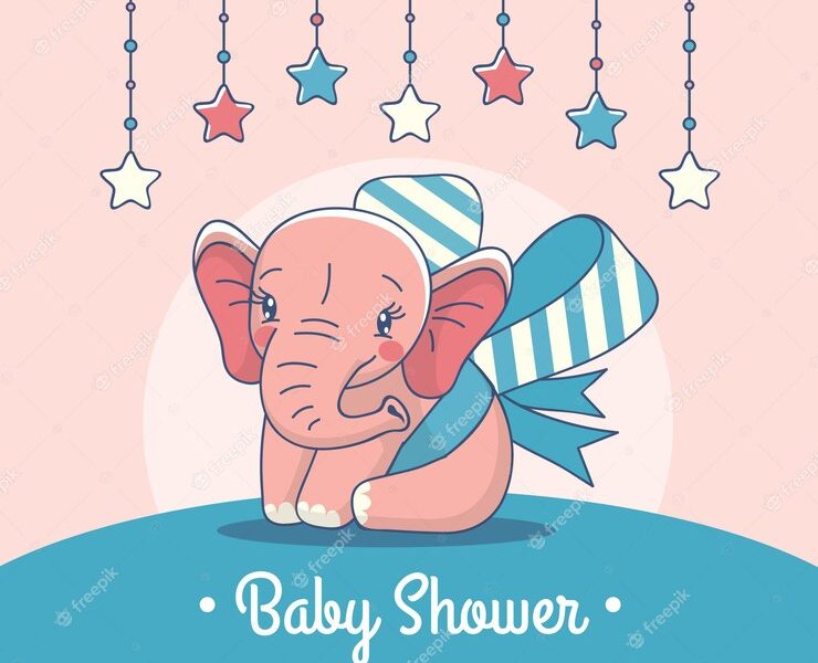 Cute baby shower template Free Vector