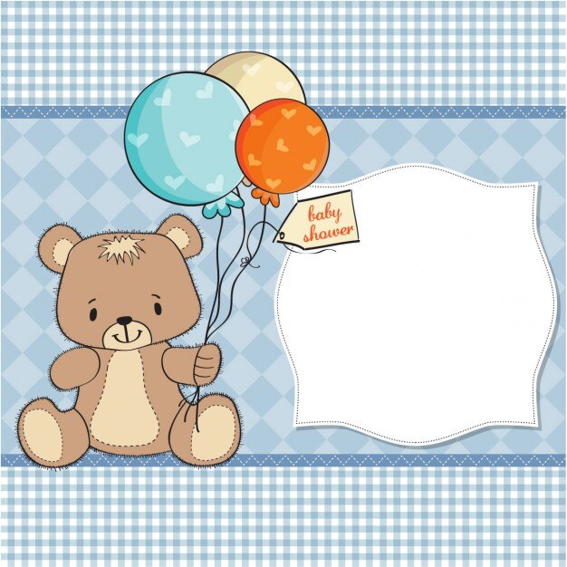 Cute Bear Holding Balloons Baby Shower 1020 663