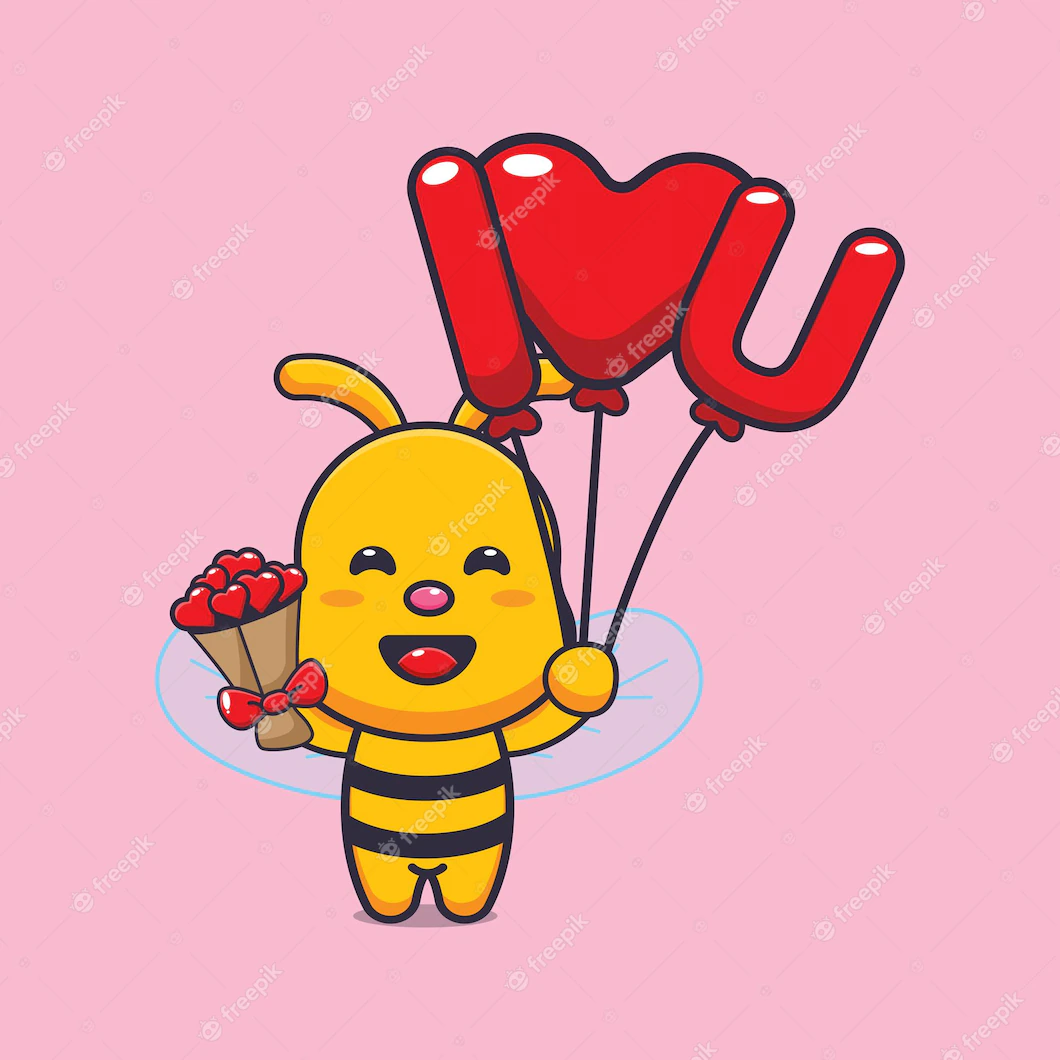 Cute Bee Mascot Cartoon Character Illustration Valentine Day 290315 2583
