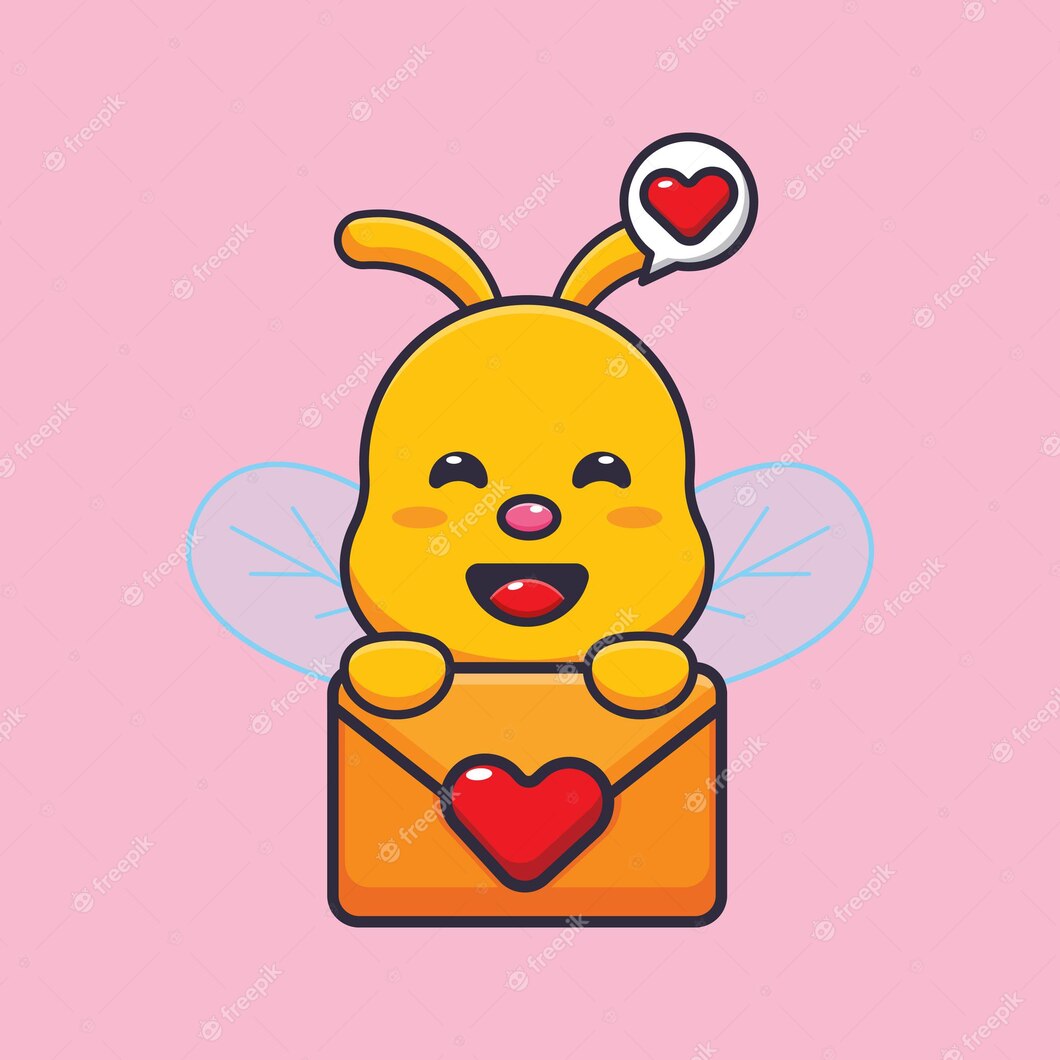 Cute Bee Mascot Cartoon Character Illustration Valentine Day 290315 2587