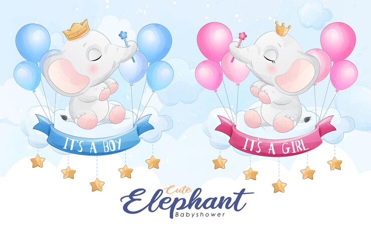 Cute Little Elephant Flying With Balloon Watercolor Illustration 102385 1678