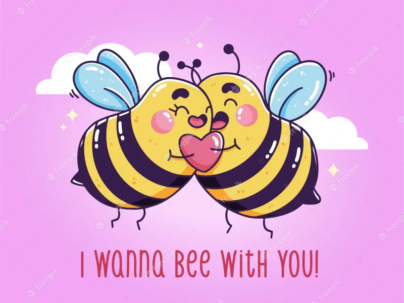 Cute valentines day honey bees Free Vector – free illustrator or photo