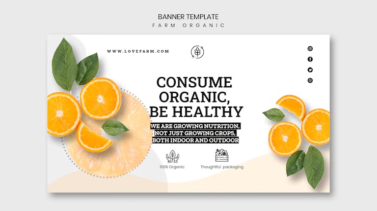 Farm organic banner template  design Free Psd