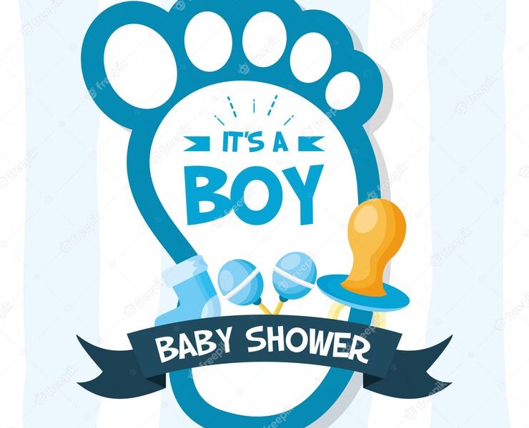 Decoration for baby shower card Free Vector