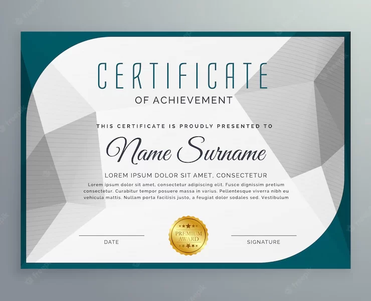 Decorative achievement certificate template Free Vector