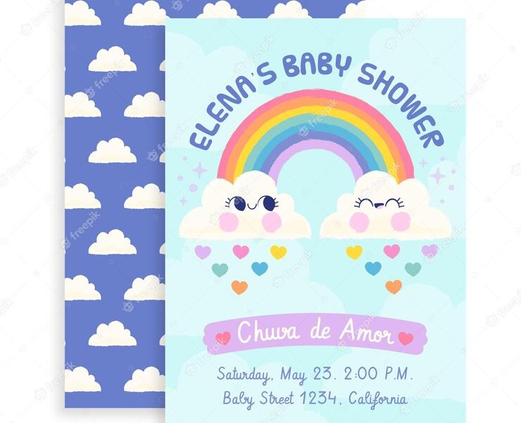 Drawn chuva de amor baby shower card Free Vector