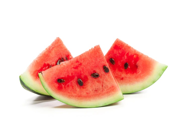 Slice of watermelon on white background Free Photo