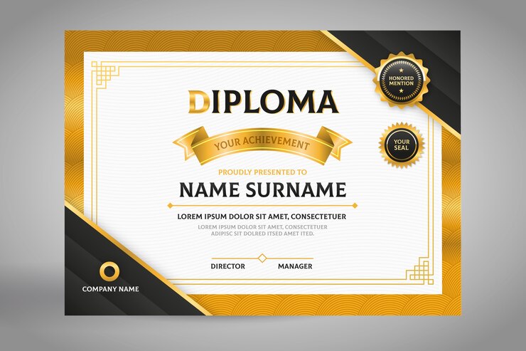 Elegant Black Gold Diploma Certificate Template 52683 31575