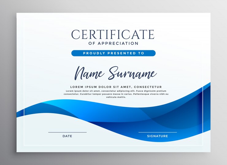 Elegant Blue Qualification Certificate Design 1017 14229