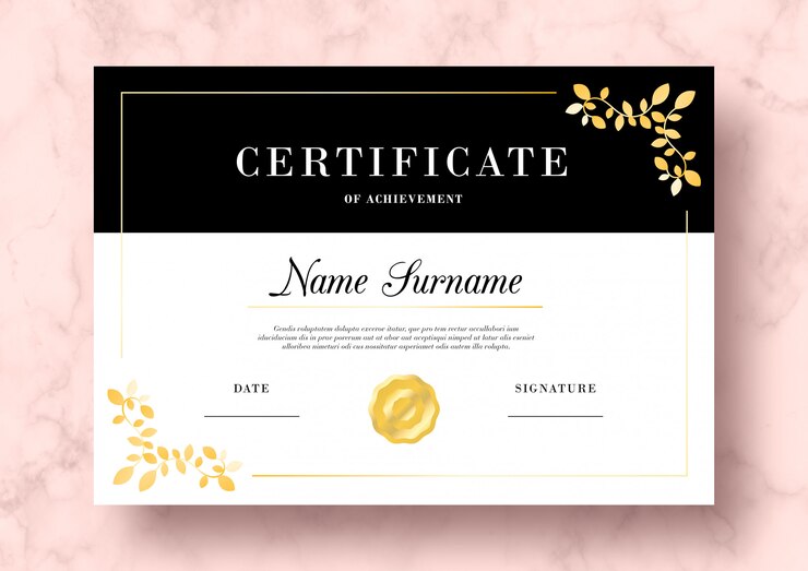 Elegant Certificate Achievement With Golden Leaves Psd Template 69286 127