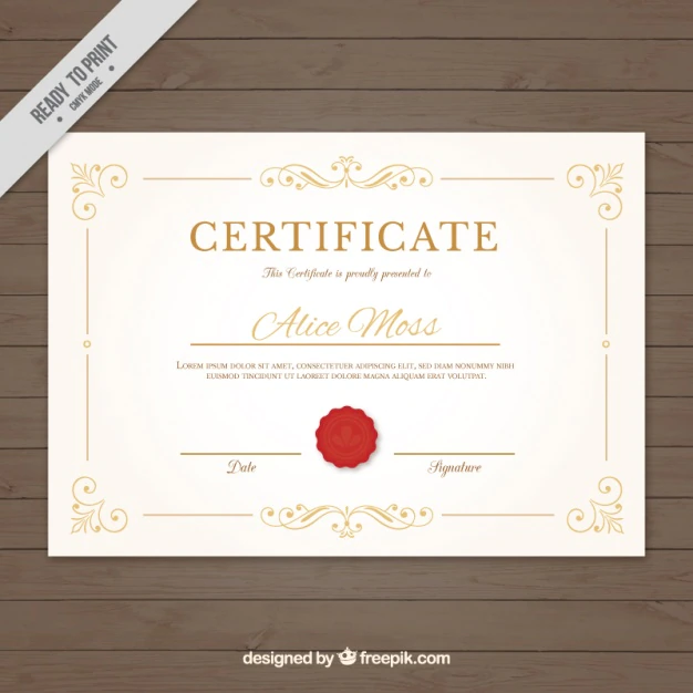 Elegant Certificate With Red Seal 23 2147586342