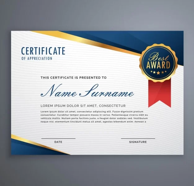 Elegant diploma with seal Free Vector