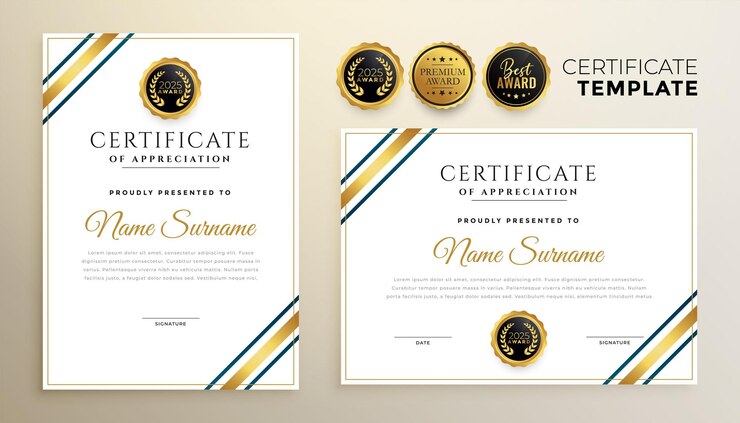 Elegant Golden Certificate Template Multipurpose Use 1017 29530