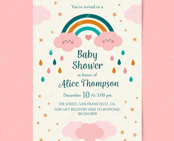 Hand drawn gender reveal invitation Free Vector