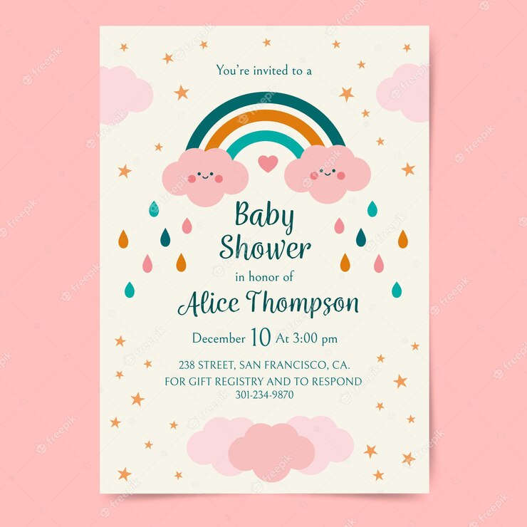 Flat Chuva De Amor Baby Shower Invitation 23 2148925615