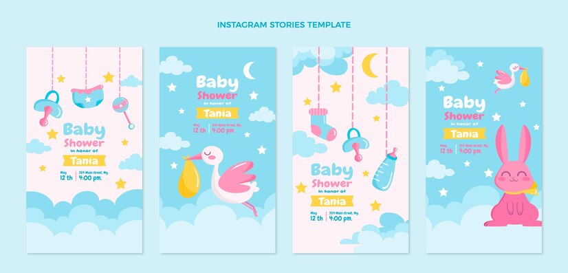 Flat Design Baby Shower Instagram Stories Template 23 2149237178