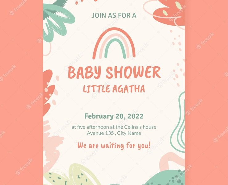 Flat design baby shower template Free Vector