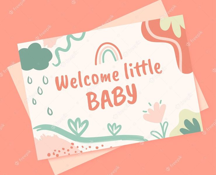 Flat design baby shower template Free Vector