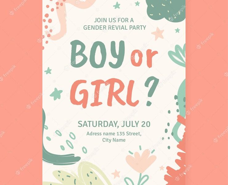 Flat design baby shower template Free Vector