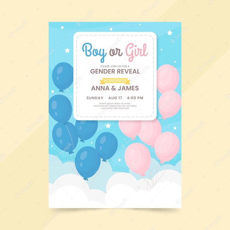 Flat Design Gender Reveal Invitation Template 23 2149027592