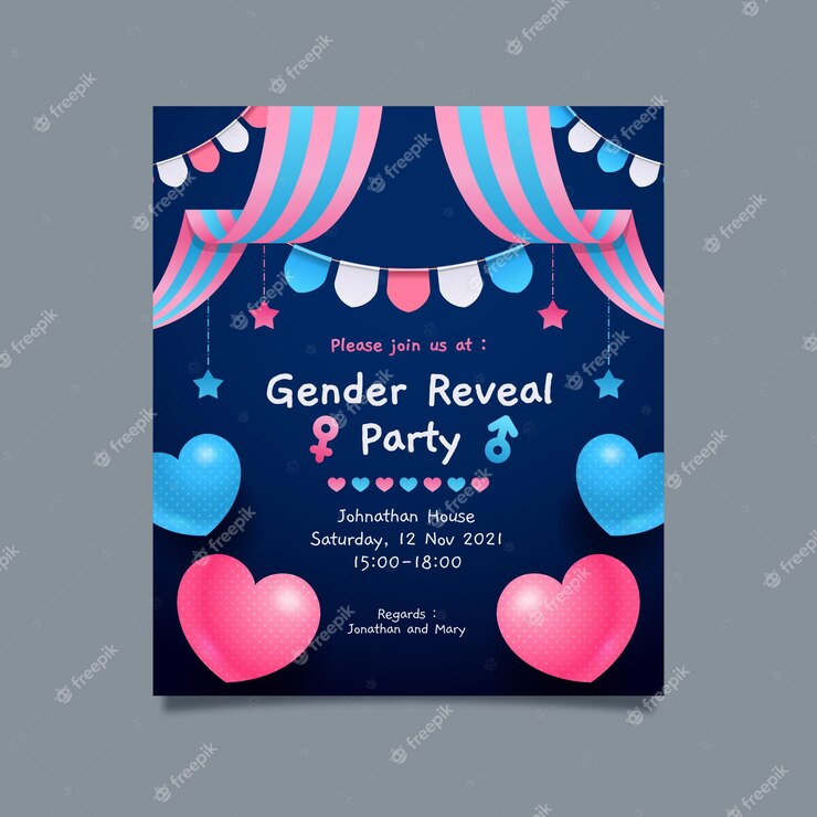 Flat Design Gender Reveal Invitation Template 23 2149030382