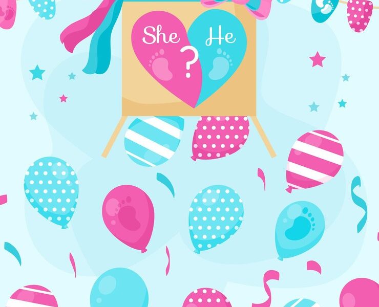 Flat design gender reveal party concept Free Vector