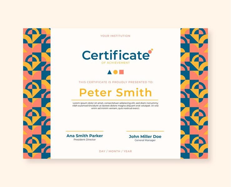 Flat design modern certificate Free Vector