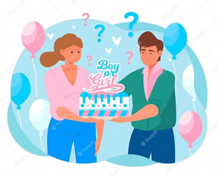 Flat gender reveal illustration Free Vector