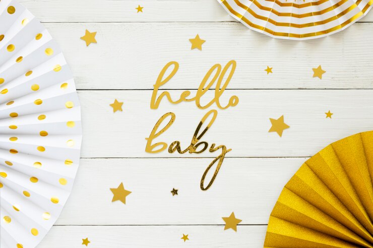 Flat Lay Beautiful Baby Shower Concept 23 2148731362