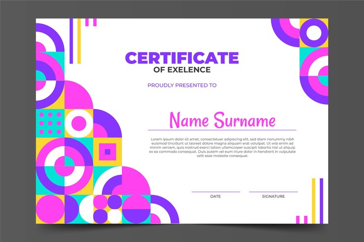 Flat Mosaic Certificate Template 23 2149050283