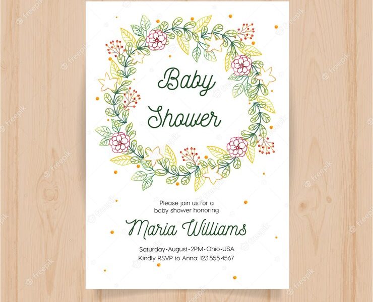 Floral baby shower template Free Vector