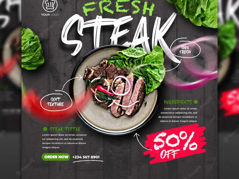 Food and restaurant menu social media feed Free layered Photoshop document Psd Flyer