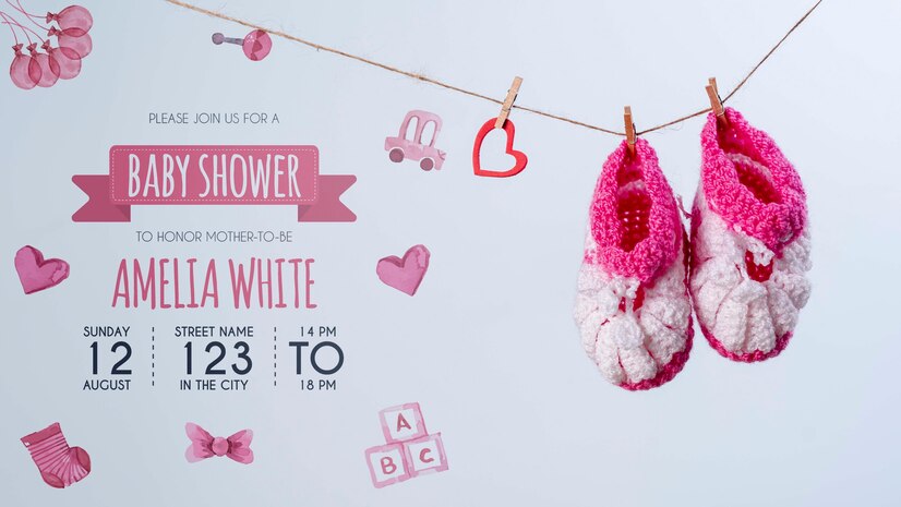 Front View Pink Shoes Invitation Baby Shower 23 2148458835