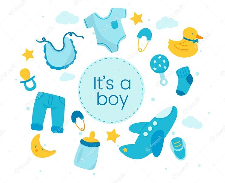 Gender reveal of a boy Free Vector