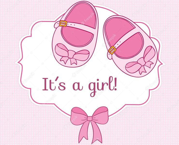 Girlish baby shower card Free Vector