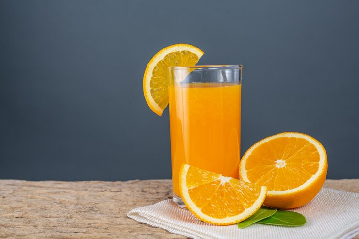 Glass Orange Juice Placed Wood 1150 9666