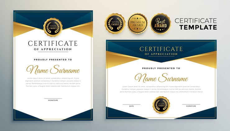 Golden Certificate Award Template Multipurpose Use 1017 29526