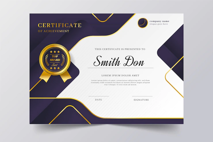 Gradient Elegant Certificate With Golden Elements 52683 64534