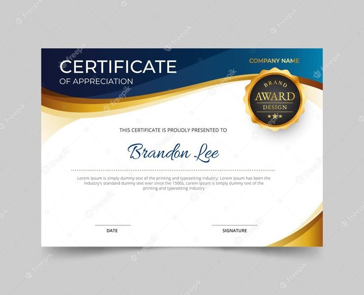 Gradient elegant certificate Free Vector