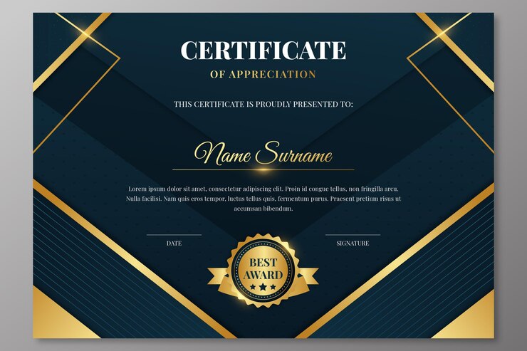 Gradient Golden Luxury Certificate Template 52683 68790