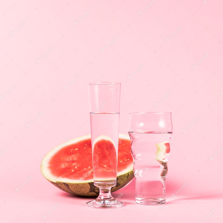Half Watermelon Glasses With Water 23 2148255618