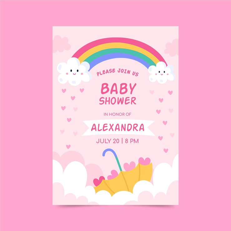 Hand Drawn Chuva De Amor Baby Shower Invitation Card 23 2148931435