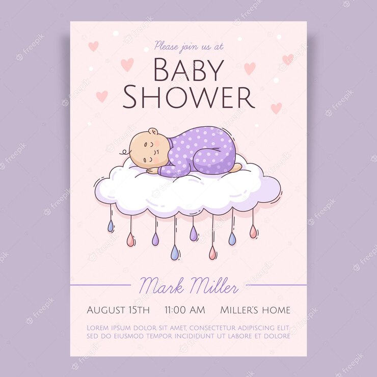 Hand Drawn Chuva De Amor Baby Shower Invitation 23 2148925281