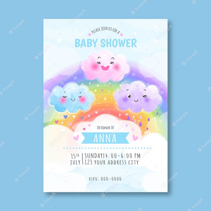 Hand Drawn Chuva De Amor Baby Shower Invitation 52683 60919