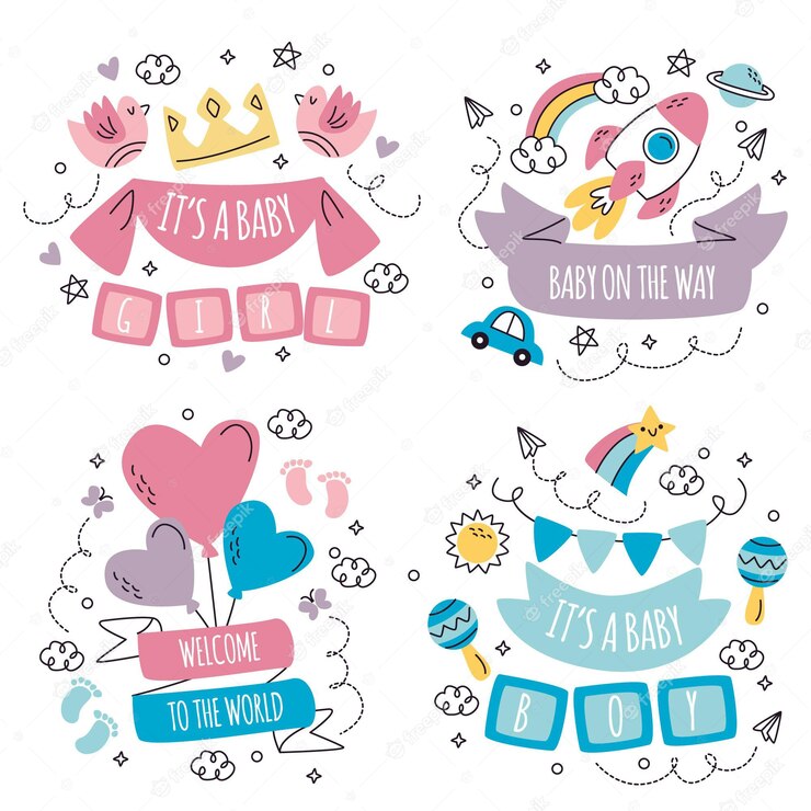 Hand Drawn Doodle Baby Shower Sticker Collection 52683 62212