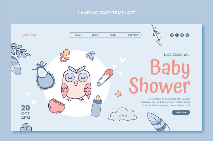 Hand Drawn Texture Baby Shower Landing Page 23 2149224205