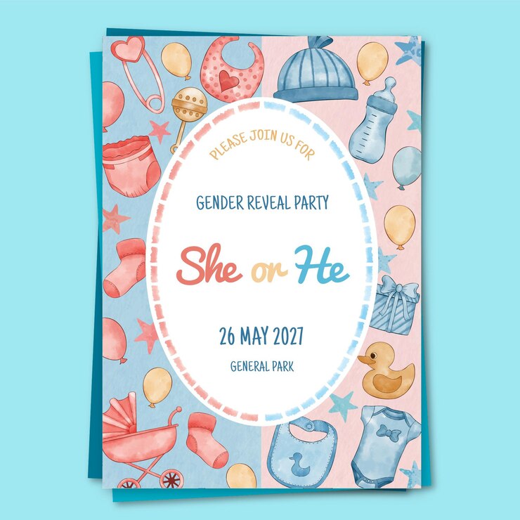 Hand Painted Watercolor Gender Reveal Invitation 23 2149025608