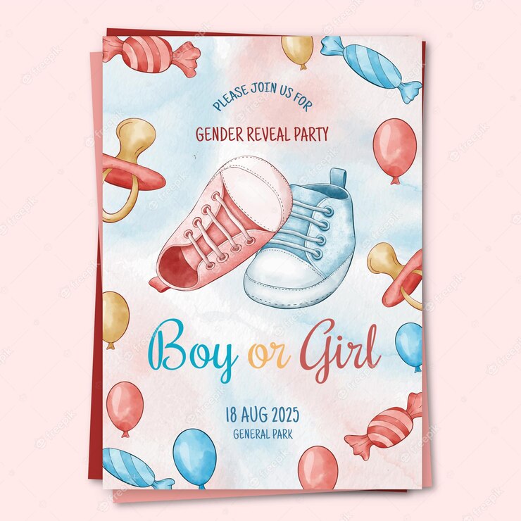 Hand Painted Watercolor Gender Reveal Invitation 23 2149025609