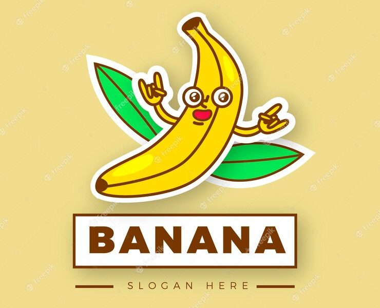 Illustrated banana character logo Free Vector