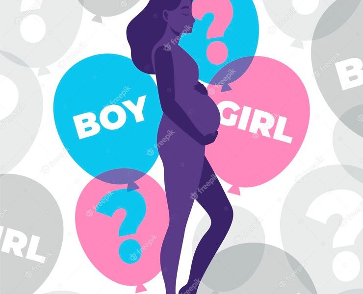 Illustrated flat gender reveal concept Free Vector